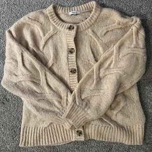 Madewell Cream Cable Knit Cardigan Sweater